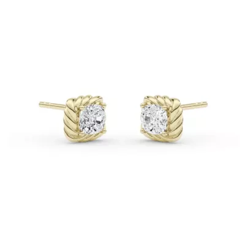 2.00 ct. tw. Lab Created Moissanite Emerald Solitaire Stud Earrings in Sterling Silver 14K Vermeil