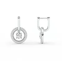 1.78 ct. tw. Lab Created Moissanite Round Halo Hoop Earrings in Sterling Silver