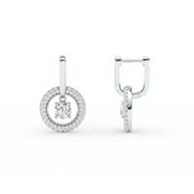 1.78 ct. tw. Lab Created Moissanite Round Halo Hoop Earrings in Sterling Silver