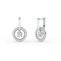 1.78 ct. tw. Lab Created Moissanite Round Halo Hoop Earrings in Sterling Silver
