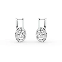 1.78 ct. tw. Lab Created Moissanite Round Halo Hoop Earrings in Sterling Silver