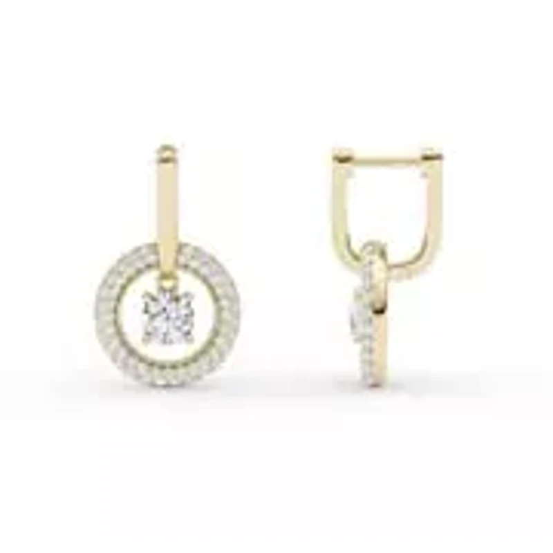 1.78 ct. tw. Lab Created Moissanite Round Halo Hoop Earrings in Sterling Silver 14K Vermeil