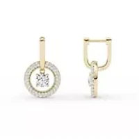 1.78 ct. tw. Lab Created Moissanite Round Halo Hoop Earrings in Sterling Silver 14K Vermeil