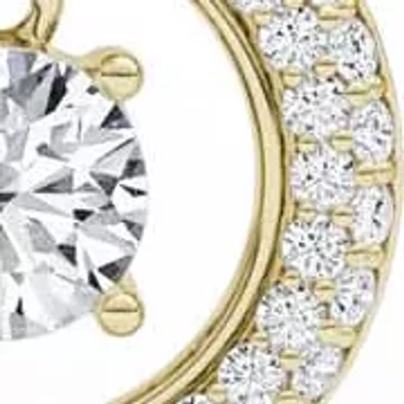1.78 ct. tw. Lab Created Moissanite Round Halo Hoop Earrings in Sterling Silver 14K Vermeil