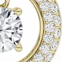 1.78 ct. tw. Lab Created Moissanite Round Halo Hoop Earrings in Sterling Silver 14K Vermeil