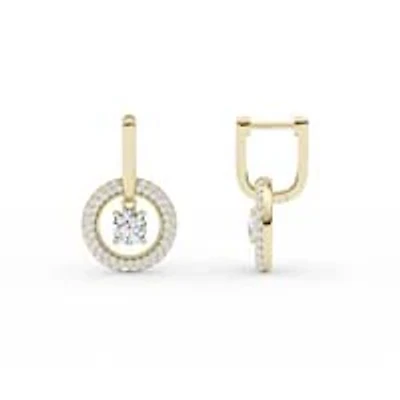 1.78 ct. tw. Lab Created Moissanite Round Halo Hoop Earrings in Sterling Silver 14K Vermeil