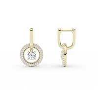 1.78 ct. tw. Lab Created Moissanite Round Halo Hoop Earrings in Sterling Silver 14K Vermeil