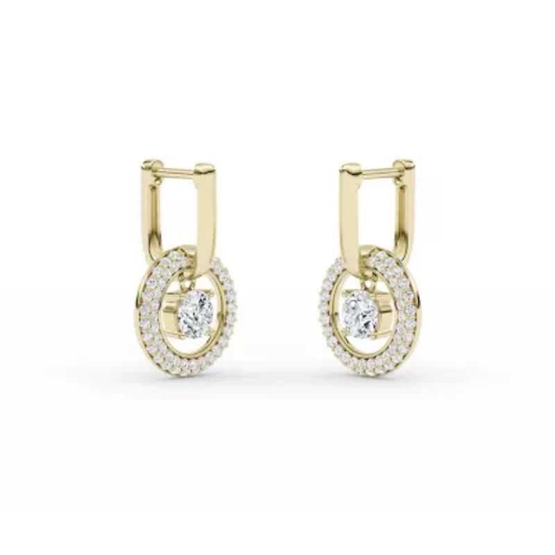 1.78 ct. tw. Lab Created Moissanite Round Halo Hoop Earrings in Sterling Silver 14K Vermeil