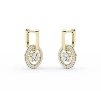 1.78 ct. tw. Lab Created Moissanite Round Halo Hoop Earrings in Sterling Silver 14K Vermeil
