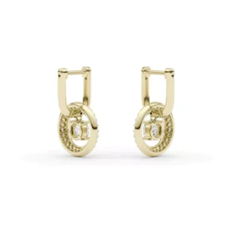 1.78 ct. tw. Lab Created Moissanite Round Halo Hoop Earrings in Sterling Silver 14K Vermeil