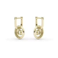 1.78 ct. tw. Lab Created Moissanite Round Halo Hoop Earrings in Sterling Silver 14K Vermeil