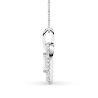 1.47 ct. tw. Lab Created Moissanite Emerald Halo Pendant Necklace in Sterling Silver