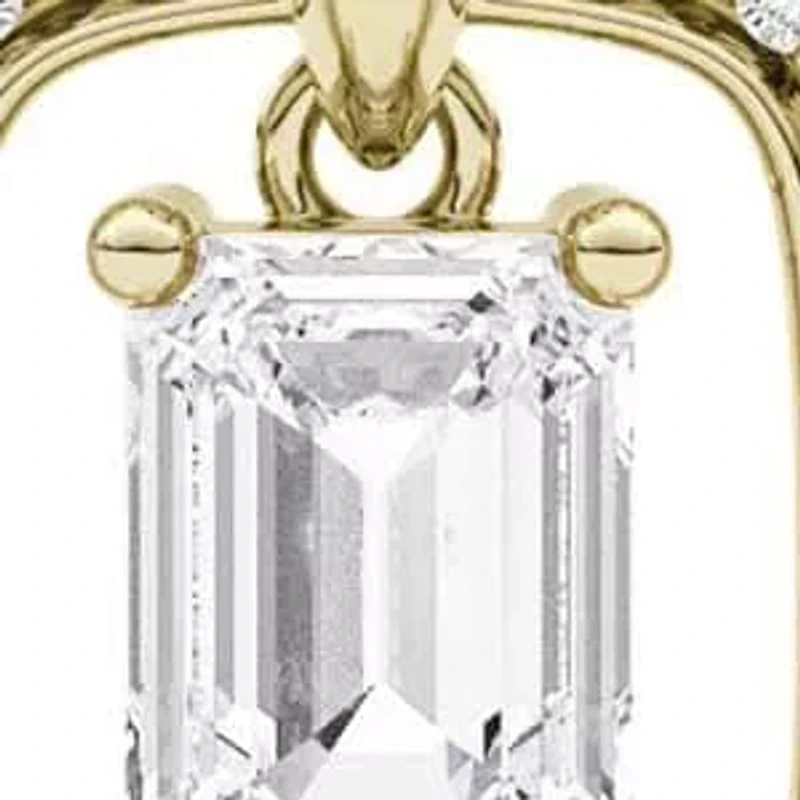 1.47 ct. tw. Lab Created Moissanite Emerald Halo Pendant Necklace in Sterling Silver 14K Vermeil