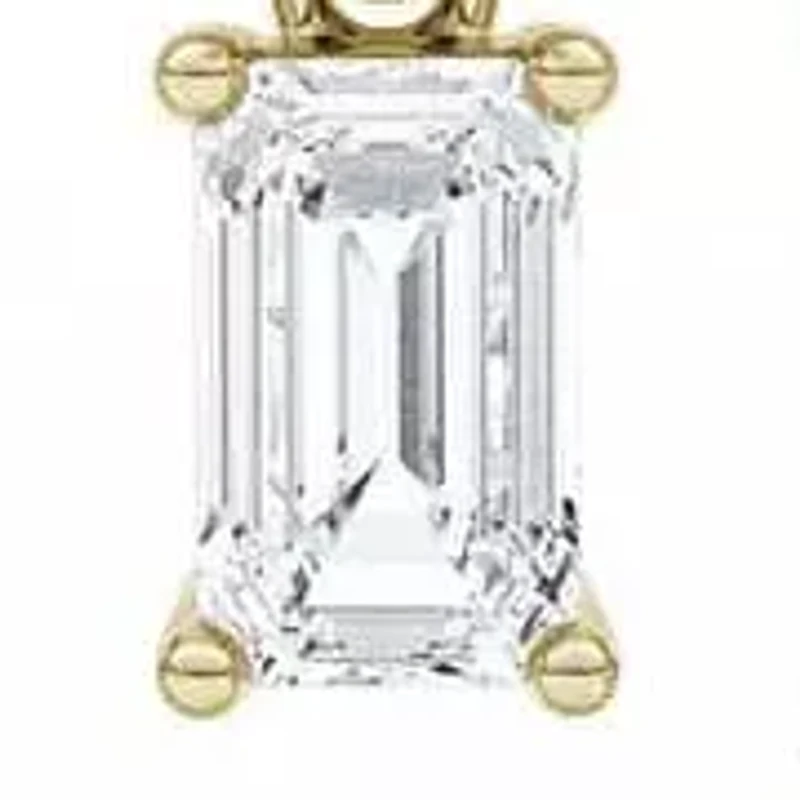 2.01 ct. tw. Lab Created Moissanite Emerald Halo Hoop Earrings in Sterling Silver 14K Vermeil