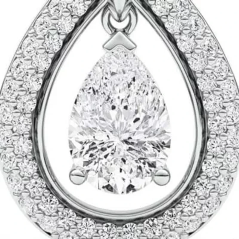 1.93 ct. tw. Lab Created Moissanite Pear Halo Pendant Necklace in Sterling Silver