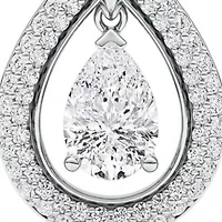 1.93 ct. tw. Lab Created Moissanite Pear Halo Pendant Necklace in Sterling Silver
