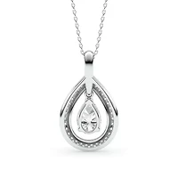 1.93 ct. tw. Lab Created Moissanite Pear Halo Pendant Necklace in Sterling Silver