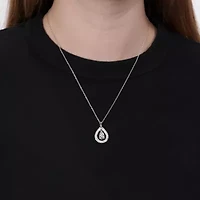 1.93 ct. tw. Lab Created Moissanite Pear Halo Pendant Necklace in Sterling Silver