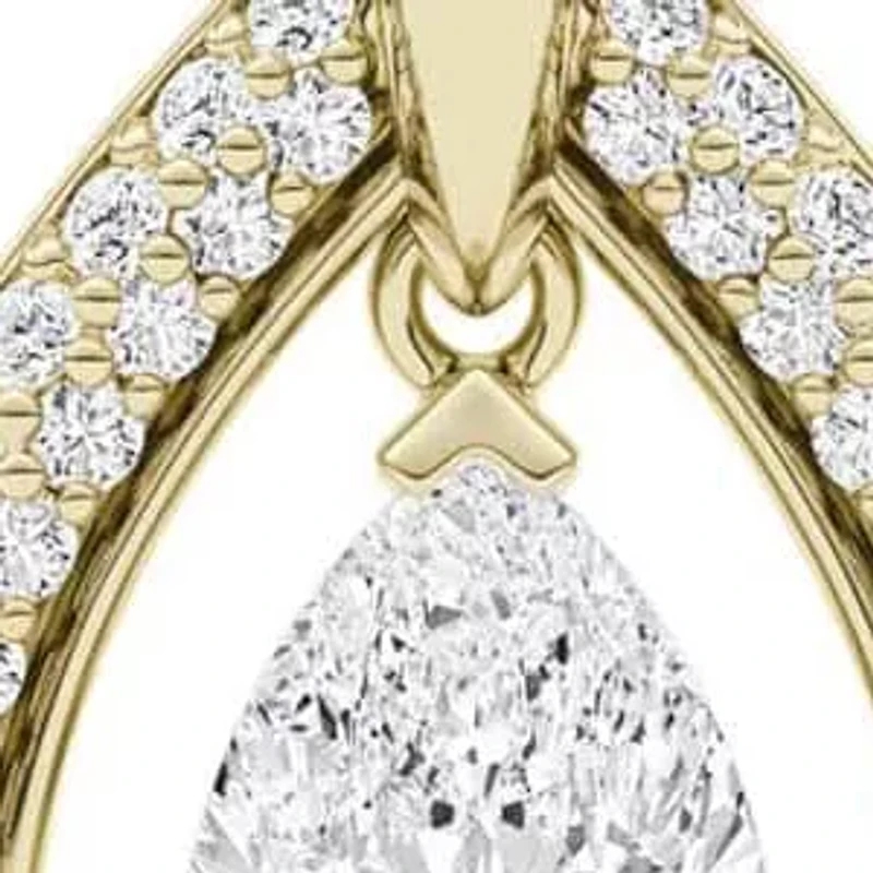 1.93 ct. tw. Lab Created Moissanite Pear Halo Pendant Necklace in Sterling Silver 14K Vermeil