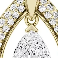 1.93 ct. tw. Lab Created Moissanite Pear Halo Pendant Necklace in Sterling Silver 14K Vermeil