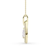 1.93 ct. tw. Lab Created Moissanite Pear Halo Pendant Necklace in Sterling Silver 14K Vermeil