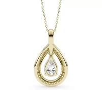 1.93 ct. tw. Lab Created Moissanite Pear Halo Pendant Necklace in Sterling Silver 14K Vermeil