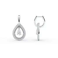 2.56 ct. tw. Lab Created Moissanite Pear Teardrop Hoop Earrings in Sterling Silver