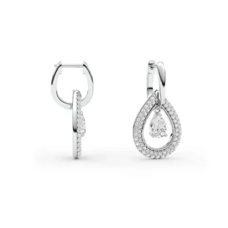 2.56 ct. tw. Lab Created Moissanite Pear Teardrop Hoop Earrings in Sterling Silver