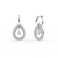 2.56 ct. tw. Lab Created Moissanite Pear Teardrop Hoop Earrings in Sterling Silver