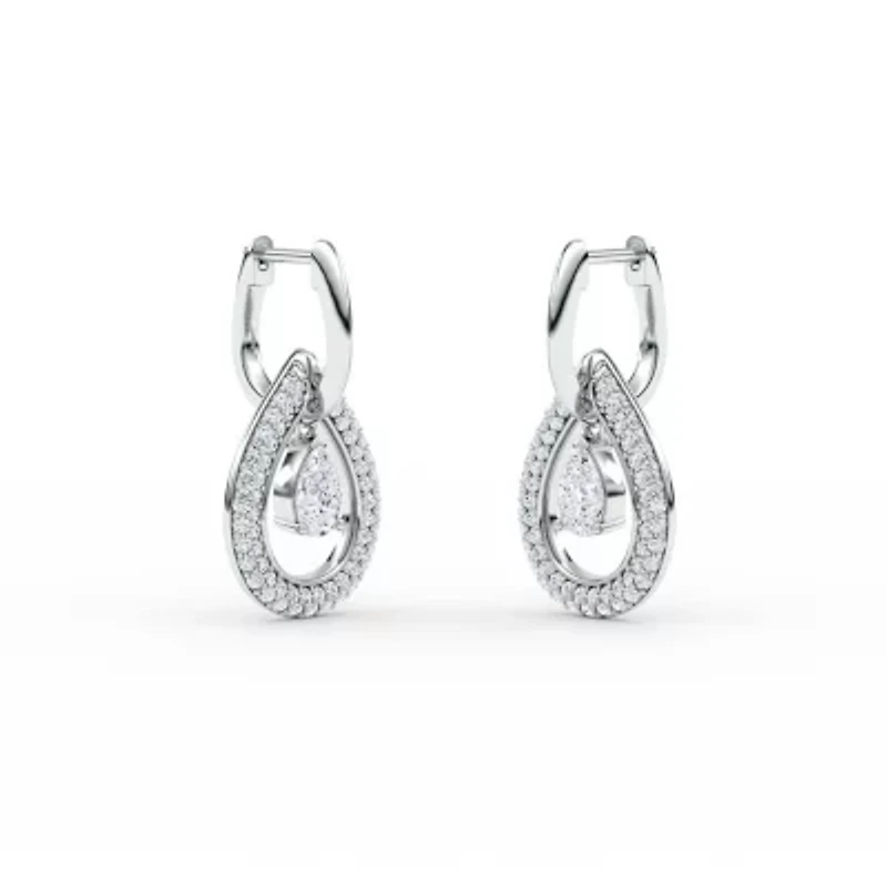 2.56 ct. tw. Lab Created Moissanite Pear Teardrop Hoop Earrings in Sterling Silver