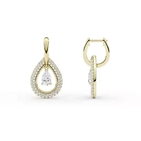 2.56 ct. tw. Lab Created Moissanite Pear Teardrop Hoop Earrings in Sterling Silver 14K Vermeil