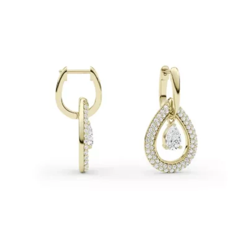 2.56 ct. tw. Lab Created Moissanite Pear Teardrop Hoop Earrings in Sterling Silver 14K Vermeil