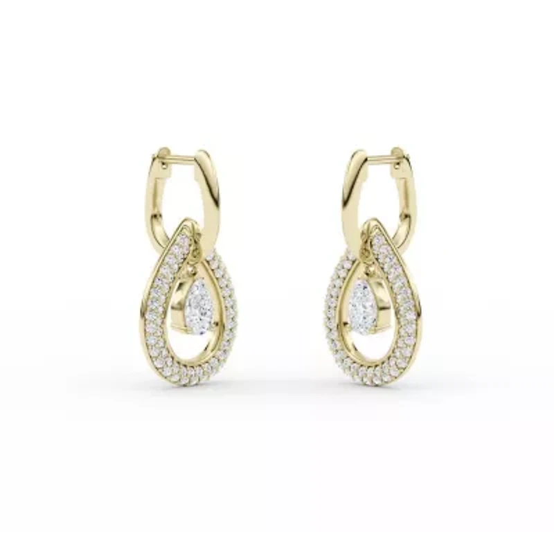 2.56 ct. tw. Lab Created Moissanite Pear Teardrop Hoop Earrings in Sterling Silver 14K Vermeil