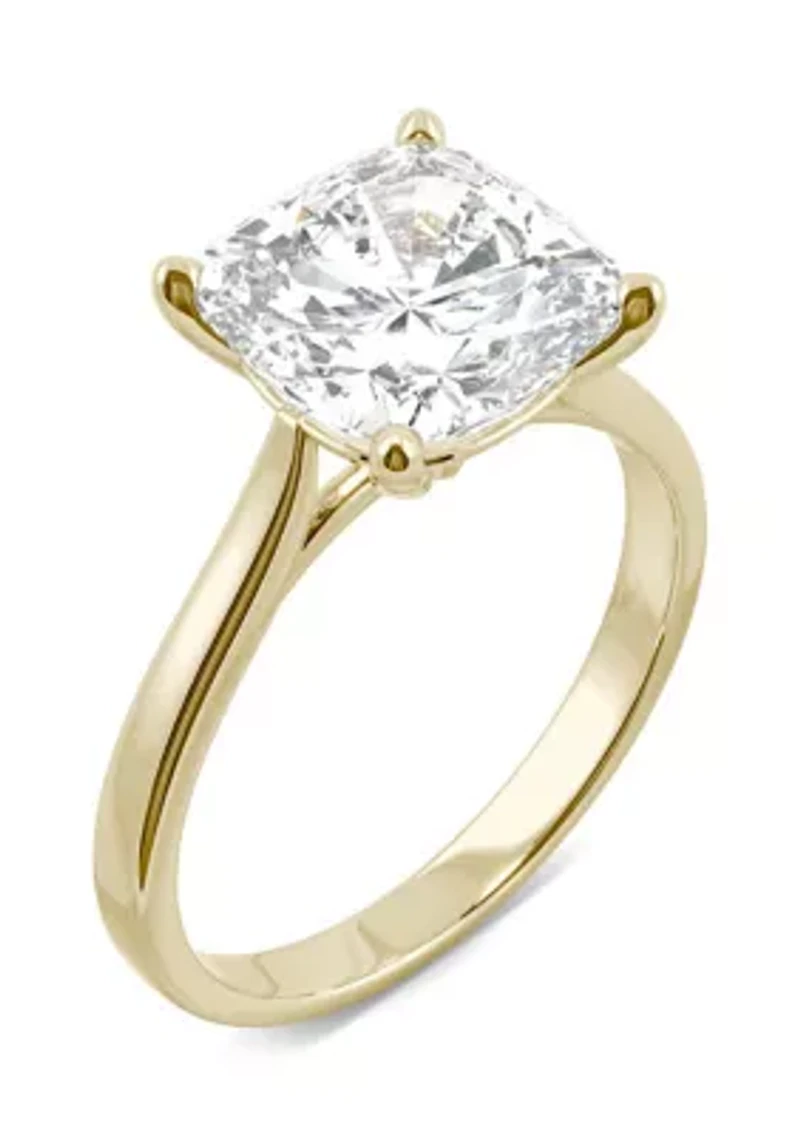 3.3 ct. t.w. Moissanite Cushion Solitaire Ring 14K Yellow Gold