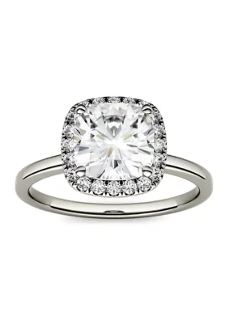 1.43 ct. t.w. Moissanite Cushion Halo Ring 14K Gold