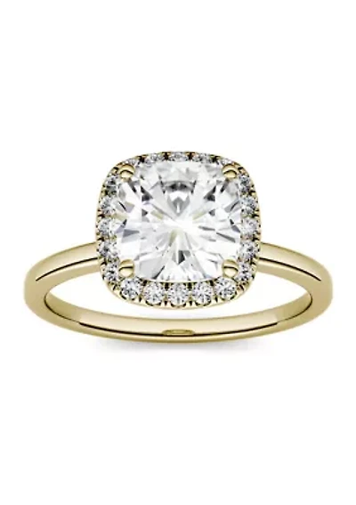 1.43 ct. t.w. Moissanite Cushion Halo Ring 14K Yellow Gold