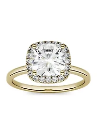 1.43 ct. t.w. Moissanite Cushion Halo Ring 14K Yellow Gold