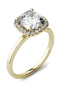 1.43 ct. t.w. Moissanite Cushion Halo Ring 14K Yellow Gold
