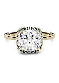 1.43 ct. t.w. Moissanite Cushion Halo Ring 14K Yellow Gold