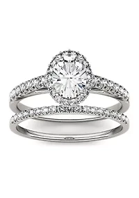 1.28 ct. t.w. Moissanite Oval Halo Bridal Set 14K White Gold