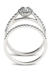 1.28 ct. t.w. Moissanite Oval Halo Bridal Set 14K White Gold