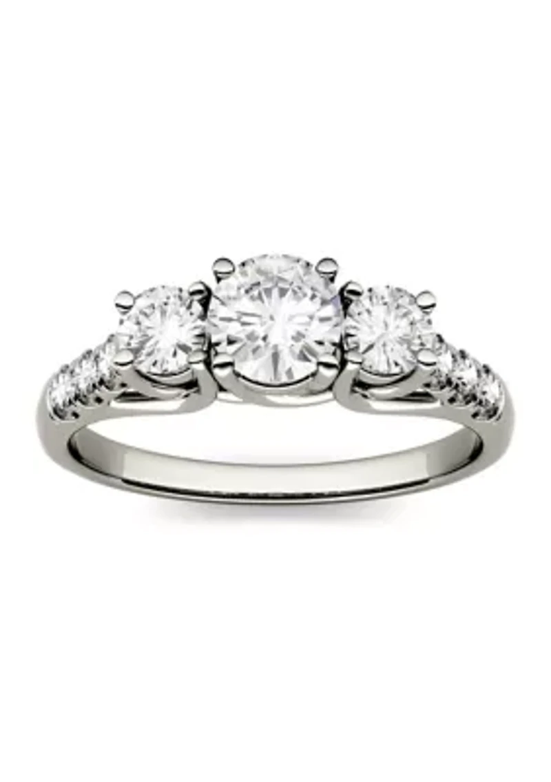1.17 ct. t.w. Moissanite Three Stone Ring 14K White Gold