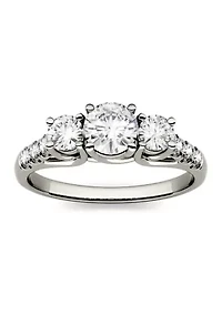 1.17 ct. t.w. Moissanite Three Stone Ring 14K White Gold