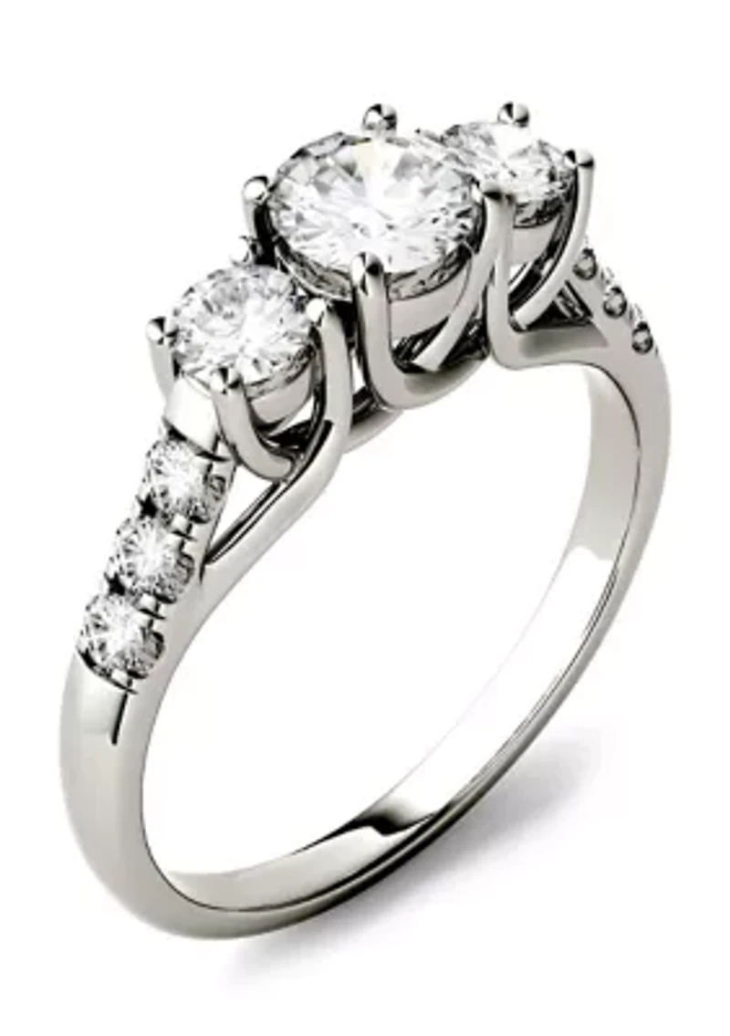 1.17 ct. t.w. Moissanite Three Stone Ring 14K White Gold