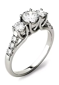 1.17 ct. t.w. Moissanite Three Stone Ring 14K White Gold
