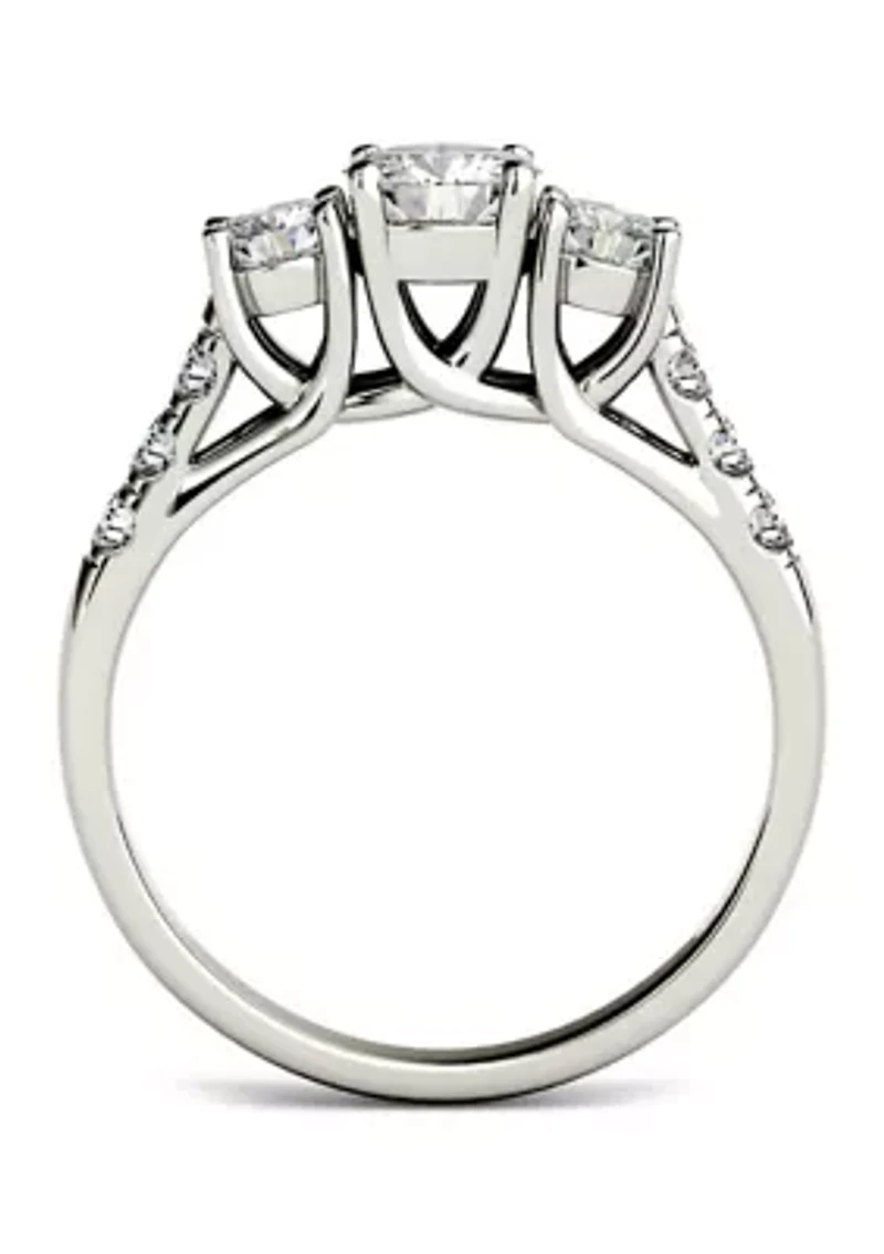 1.17 ct. t.w. Moissanite Three Stone Ring 14K White Gold