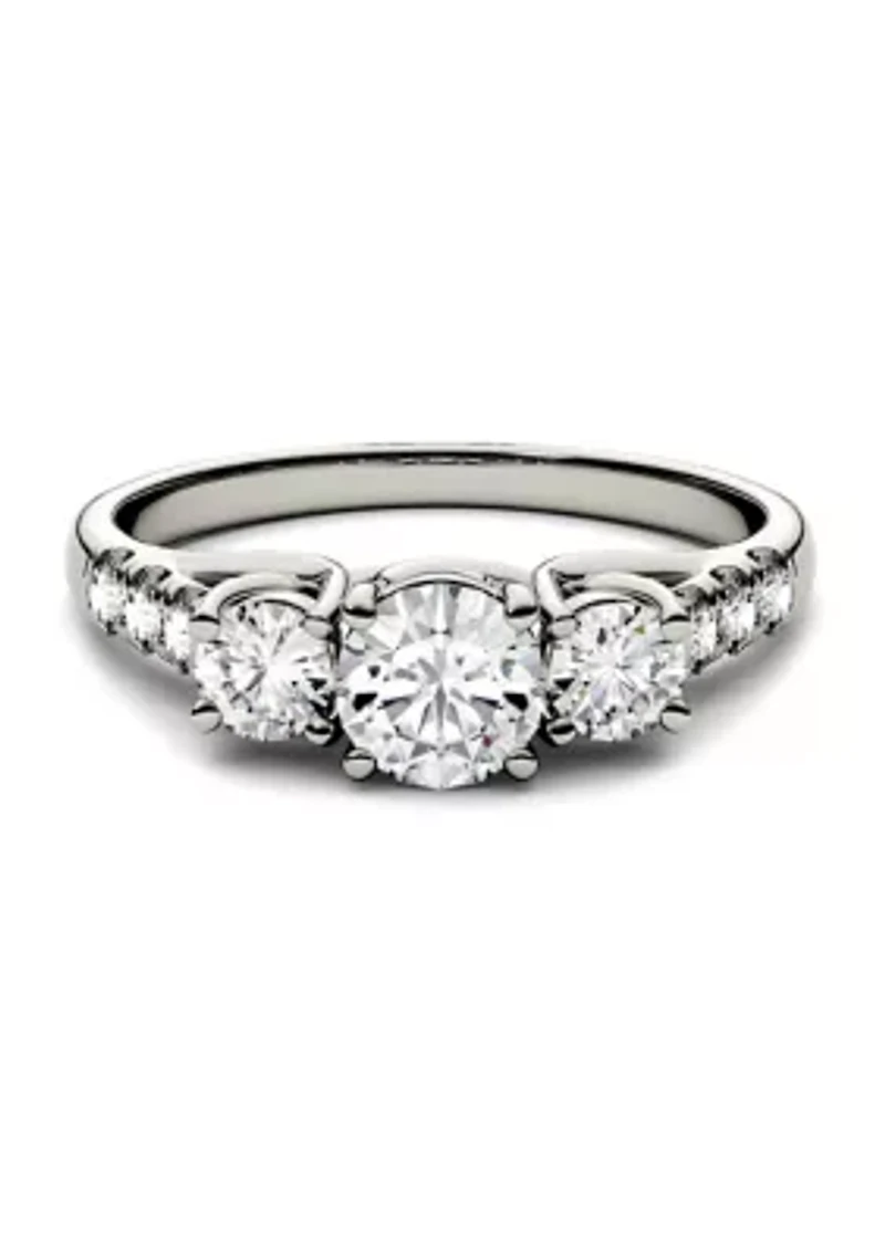 1.17 ct. t.w. Moissanite Three Stone Ring 14K White Gold