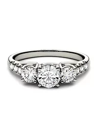 1.17 ct. t.w. Moissanite Three Stone Ring 14K White Gold