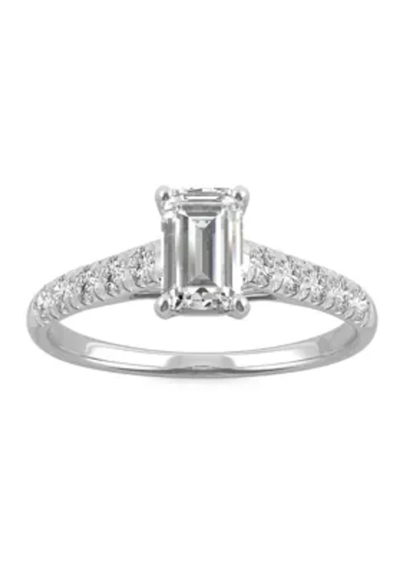 1.24 ct. t.w. Moissanite Emerald Cut Engagement Ring 14K White Gold