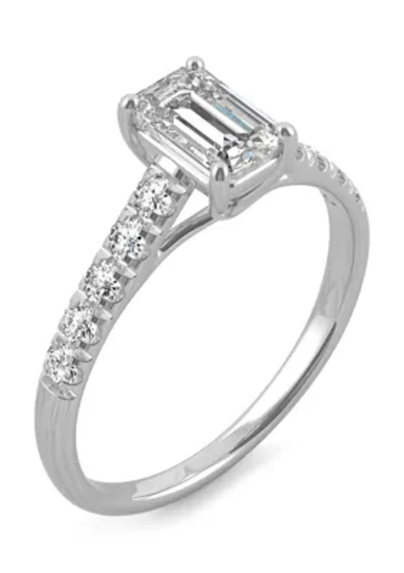 1.24 ct. t.w. Moissanite Emerald Cut Engagement Ring 14K White Gold